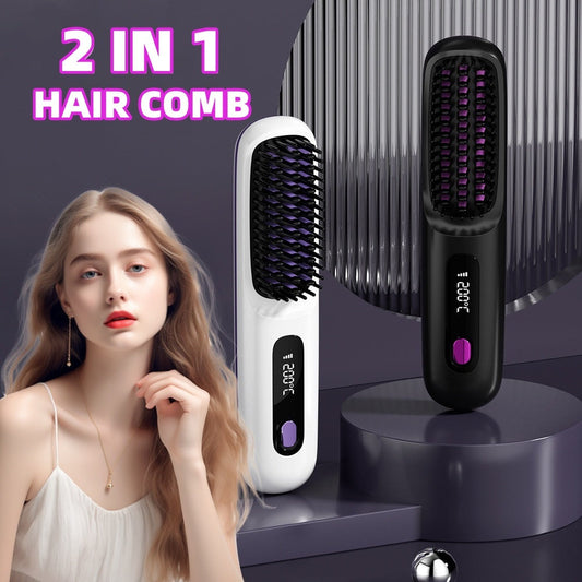2-in-1 Hair Straightener Brush - Jakko Store